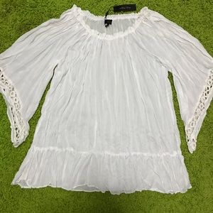 Melissa Paige White Crinkled Georgette Blouse